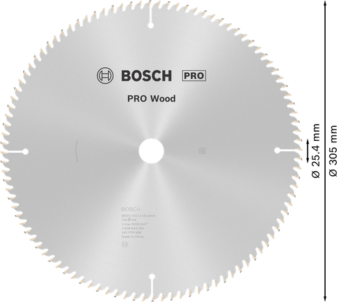 Kotouč do okružní pily Bosch PRO Wood, 305 mm, 100 zubů.