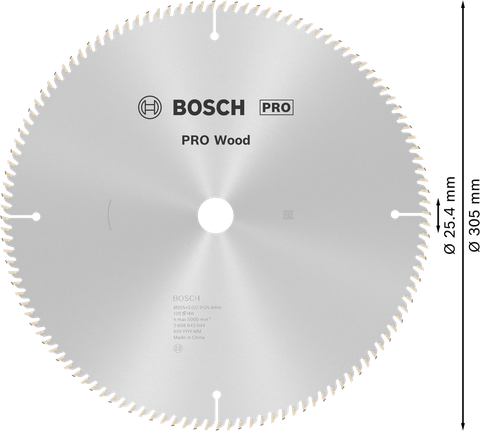 Kotouč do kotoučové pily Bosch PRO Wood 305 mm pro jemné řezání dřeva.