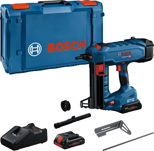 Sada akumulátorových hřebíkovaček Bosch GNB 18V-40 s kufříkem.