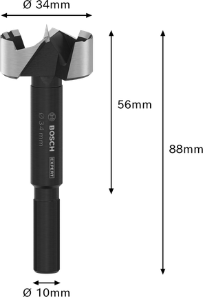 Vrták Bosch EXPERT Wood Forstner o průměru 34 mm.