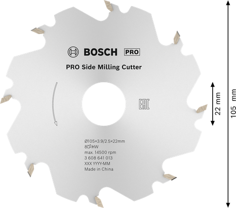 Boční fréza Bosch PRO, 105 mm, 8 zubů.