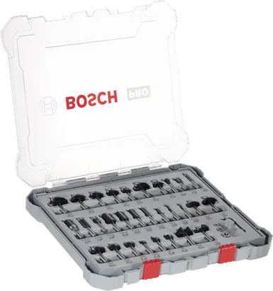 Sada frézovacích bitů Bosch PRO, smíšená, stopka 8 mm, 30 dílů.