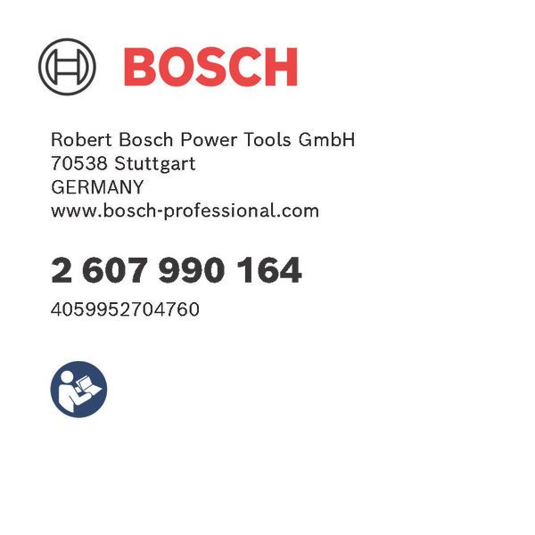 Bosch logo, Postal address, Electronic address, Safety icons