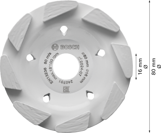 Segmentový diamantový hrncový kotouč Bosch Multi Material 80 mm.