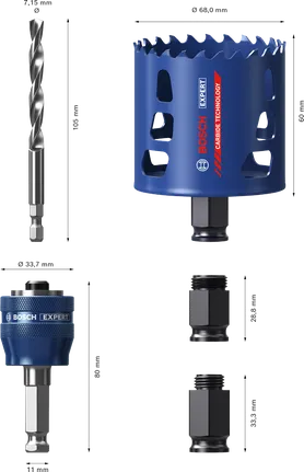 Sada děrových pil na více materiálů Bosch EXPERT, průměr 68 mm.