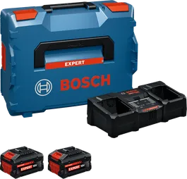 Startovací sada Bosch s kufrem L-BOXX, nabíječkou a dvěma 18V bateriemi.