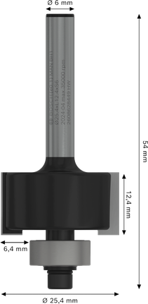Fréza Bosch PRO s drážkováním 6,4 mm, stopka 6 mm.