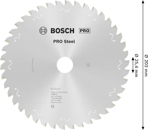 Kotouč do kotoučové pily Bosch PRO Steel 203 mm, 42 zubů.