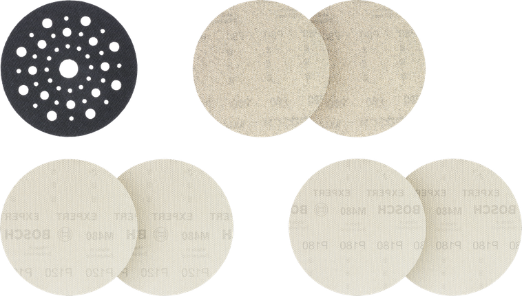 Sada brusných sítí Bosch EXPERT M480 pro brusky o průměru 125 mm.