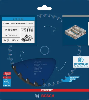 Akumulátorový pilový kotouč Bosch EXPERT Construct Wood 160 mm T24.