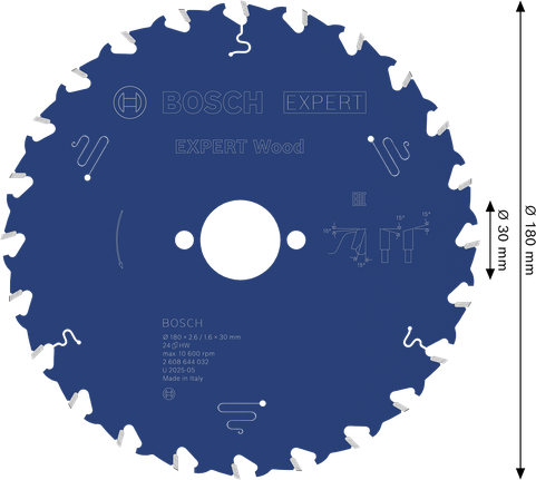 Kotouč do kotoučové pily Bosch EXPERT Wood, 180 mm, 24 zubů.