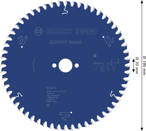 Kotouč do okružní pily Bosch EXPERT na dřevo, 190 mm, 56 zubů.