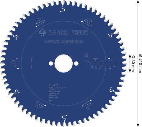 Kotouč do hliníkové kotoučové pily Bosch EXPERT, 210 mm T72.