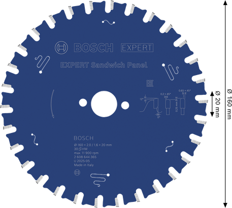 Kotoučová pila Bosch EXPERT na sendvičové panely, 160 mm.