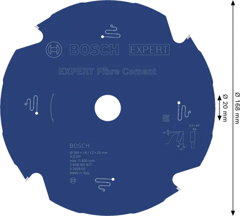 Kotoučová pila na vláknocement Bosch EXPERT, 168 mm.