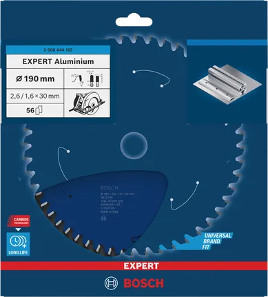 Kotouč do hliníkové kotoučové pily Bosch EXPERT 190×2,6/1,6×30 mm T56.