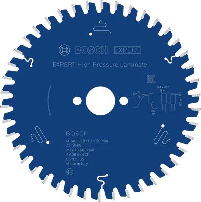 Kotoučová pila Bosch EXPERT pro vysokotlaké lamináty, 140 mm.