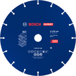 Řezný kotouč Bosch EXPERT Multi Material z tvrdokovu, 230 mm.