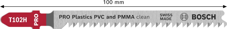 Pilový list Bosch T102H pro čisté řezy z PVC a PMMA.