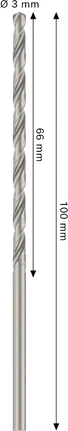 Spirálový vrták Bosch PRO Metal HSS-G 3 mm, délka 100 mm.