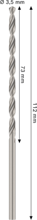 Spirálový vrták Bosch PRO Metal HSS-G 3,5x73x112 mm.