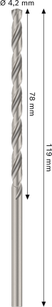 Spirálový vrták Bosch PRO Metal HSS-G 4,2x78x119 mm.