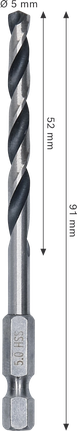 Spirálový vrták do kovu Bosch HSS s šestihrannou stopkou 5 mm.