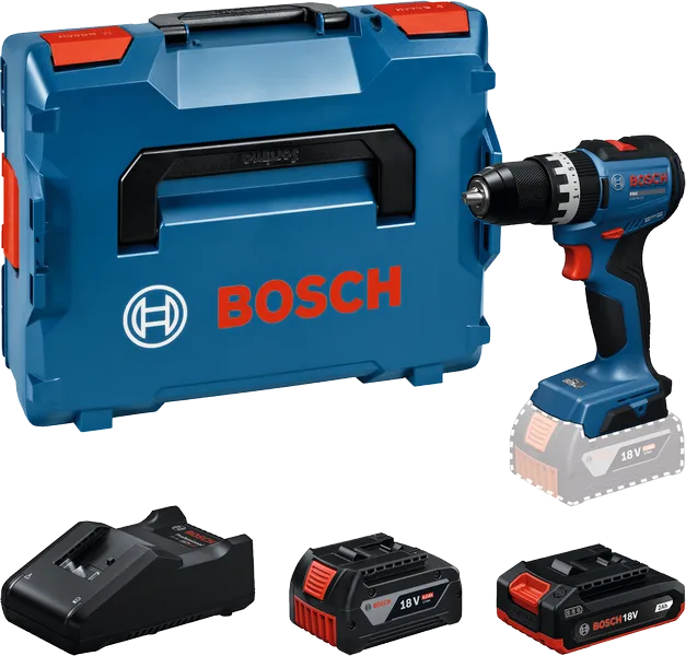 Sada akumulátorových vrtaček Bosch GSB 18V-52 s kufrem a bateriemi.