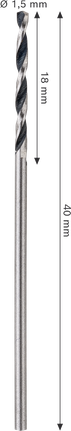 Spirálový vrták Bosch Metal HSS 1,5 mm pro přesné vrtání.