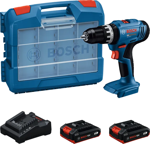 Sada akumulátorových vrtaček Bosch GSB 18V-25 s kufrem a bateriemi.