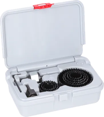 Sada děrových pil na dřevo a sádrokarton Bosch v plastovém kufříku.