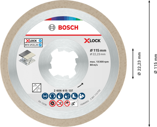 Keramický řezný kotouč Bosch 115 mm s otvorem X-Lock.