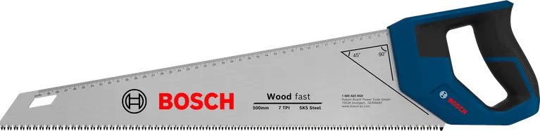 Ruční pila Bosch 500 mm 7 TPI pro řezání dřeva.