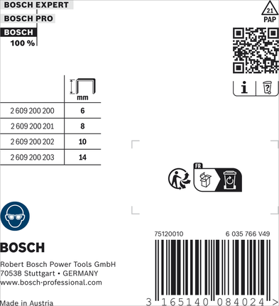 Ploché drátěné sponky Bosch typ 51/10 pro sešívačky.