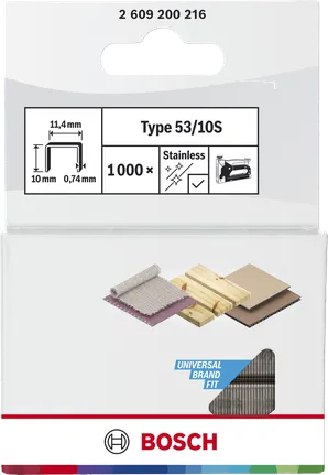 Jemné drátěné sponky Bosch typ 53/10S nerezové 10 mm.
