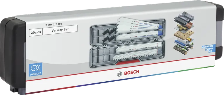 Sada 20dílných listů pro ocasní pily Bosch Variety s S-stopkou.