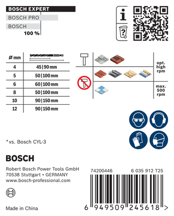 Sada vrtáků EXPERT HEX-9 Multi Construction, 4 × 45 × 90; 5 × 50 × 100; 6 × 60 × 100; 6 × 60 × 100; 8 × 50 × 100; 10 × 90 × 150; 12 × 90 × 150 mm, 7 ks