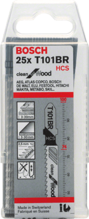 Bosch HCS Stichsägeblatt T 101 BR für Holz Clean for Wood Stichsägeblätter 