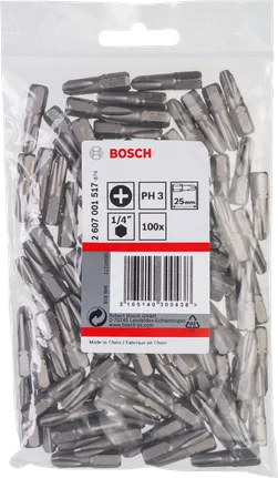 Bosch PH3 1/4″ Schraubendreherbits 25 mm, 100er-Pack.