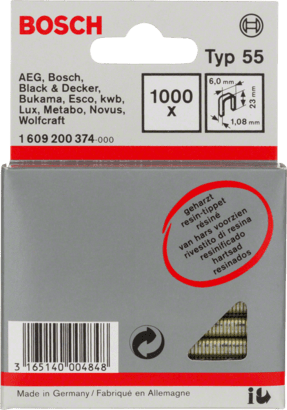 1000 Bosch Flachdrahtklammer geharzt TYP 55  6 x 19 mm  1 609 200 389 1609200389 