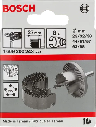 Bosch 8-teiliges Lochschneider-Set 25–68 mm.