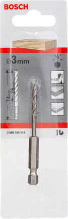 Bosch Zentrierbohrer 3 mm mit 1/4 Zoll Sechskantschaft.