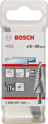 Bosch HSS-Stufenbohrer 6–30 mm.