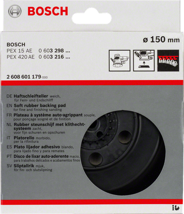 150 mm weicher Gummi-Stützteller von Bosch .