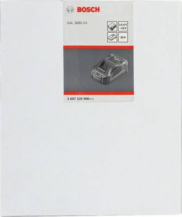 Verpackung des Multivolt-Ladegeräts Bosch GAL 3680 CV.