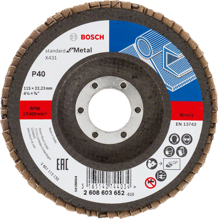 Bosch X431 Fächerscheibe für Metall, Körnung 40.