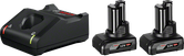 Bosch 12V Starterset mit Ladegerät und zwei Akkus.