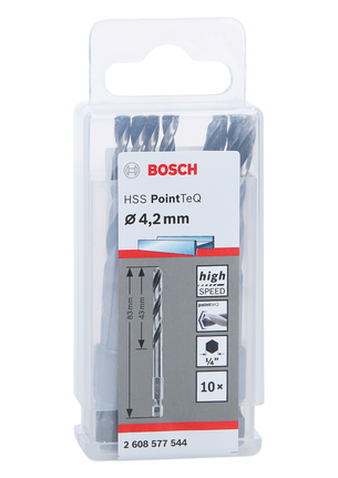 Bosch HSS PointTeQ Sechskantbohrersatz 4,2 mm 10-teilig.