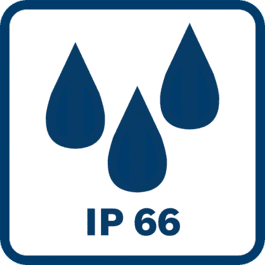 IP66 staubdicht und geschützt gegen starkes Strahlwasser