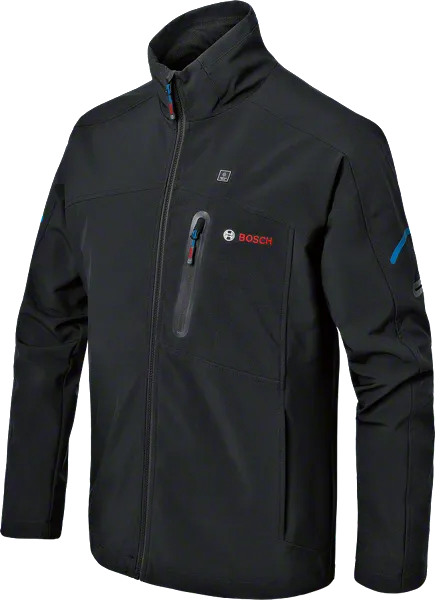Bosch GHJ 12+18V XA beheizte Jacke, schwarzes Softshell.